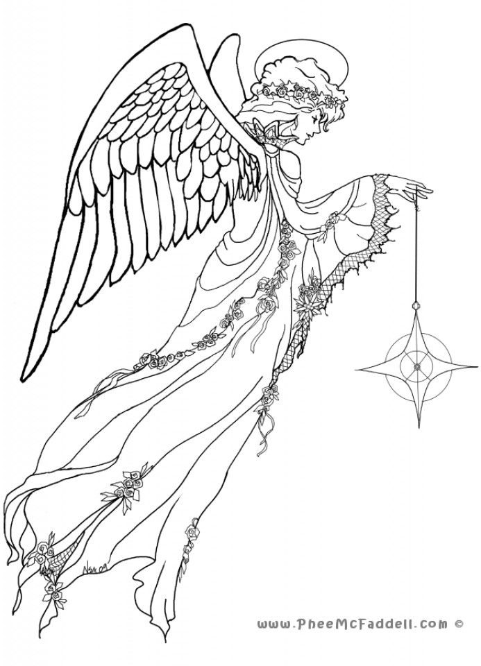 Get this angel coloring pages for adults v