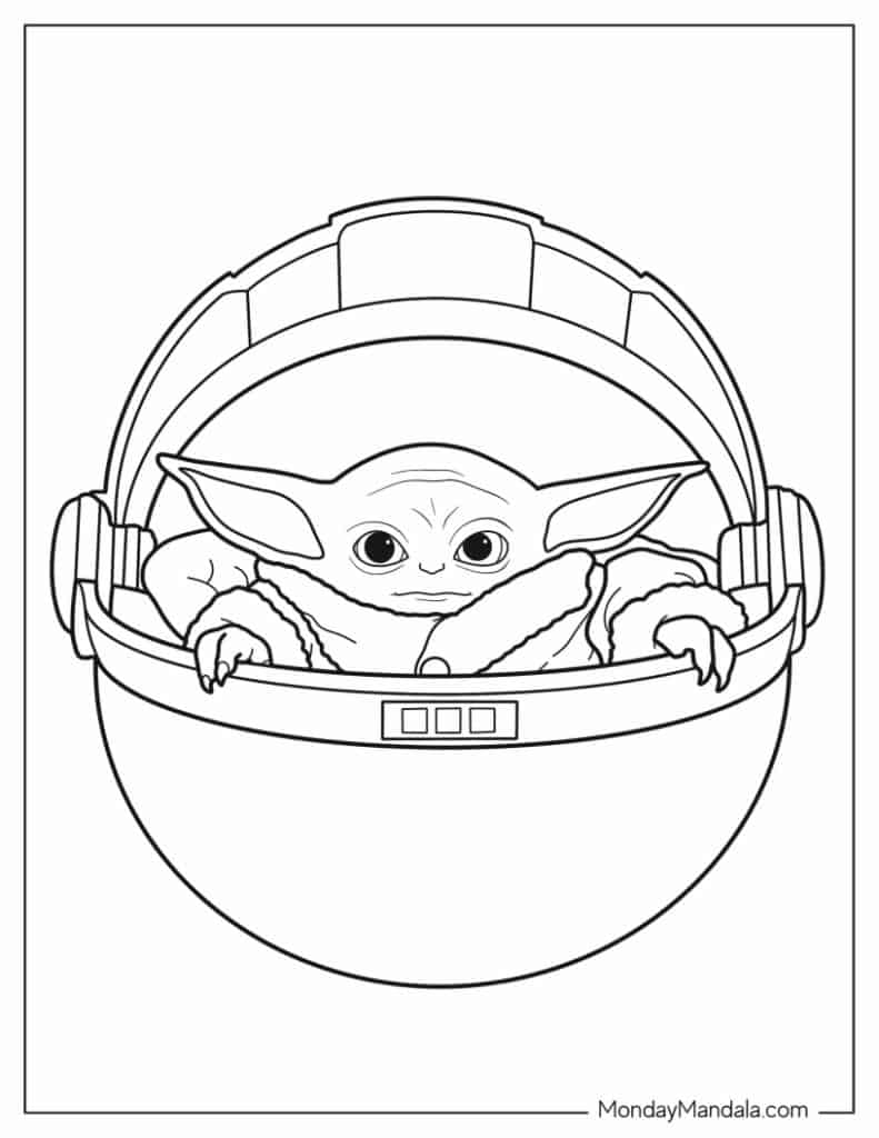 Baby yoda coloring pages free pdf printables
