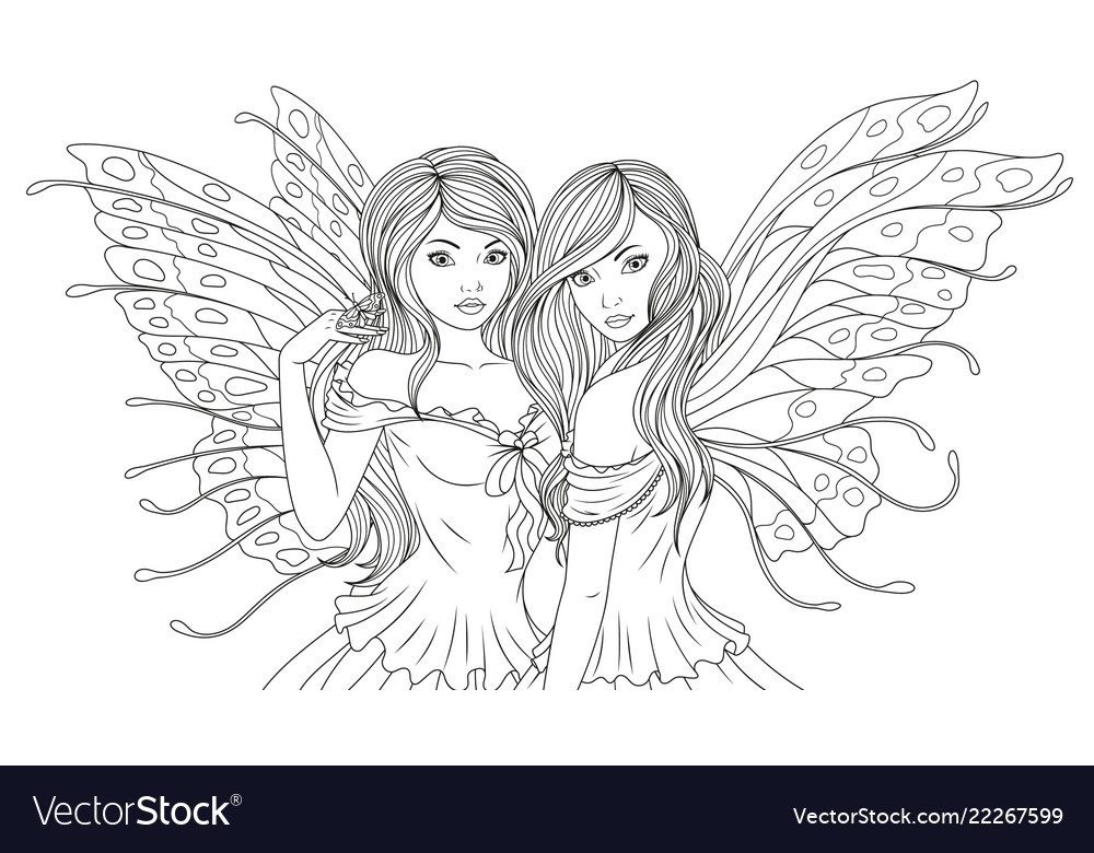 Two beautiful fairies royalty free vector image