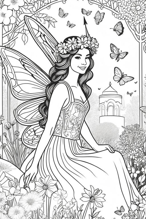 Ic book coloring page for kids of beautiful fairy
