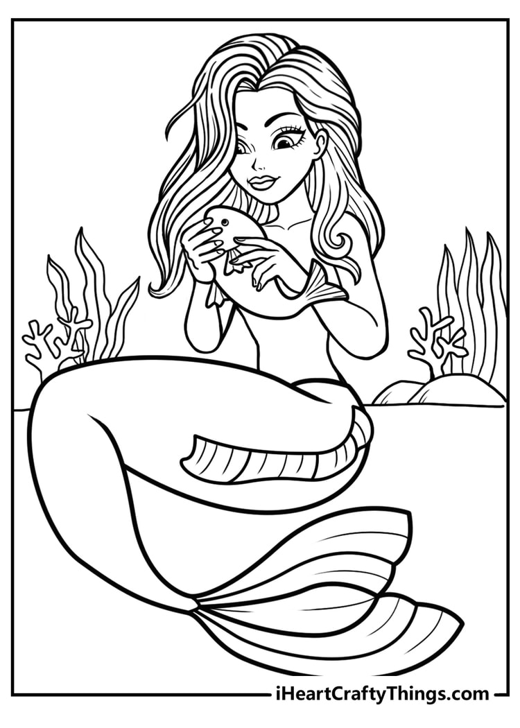 Mermaid coloring pages free printables