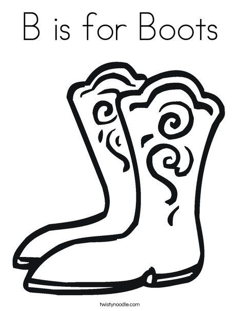 B is for boots coloring page