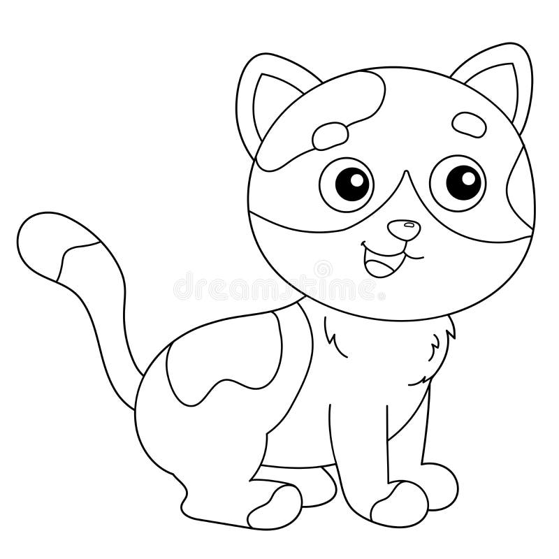 Coloring page outline of cartoon cat with kitten pets stock vector
