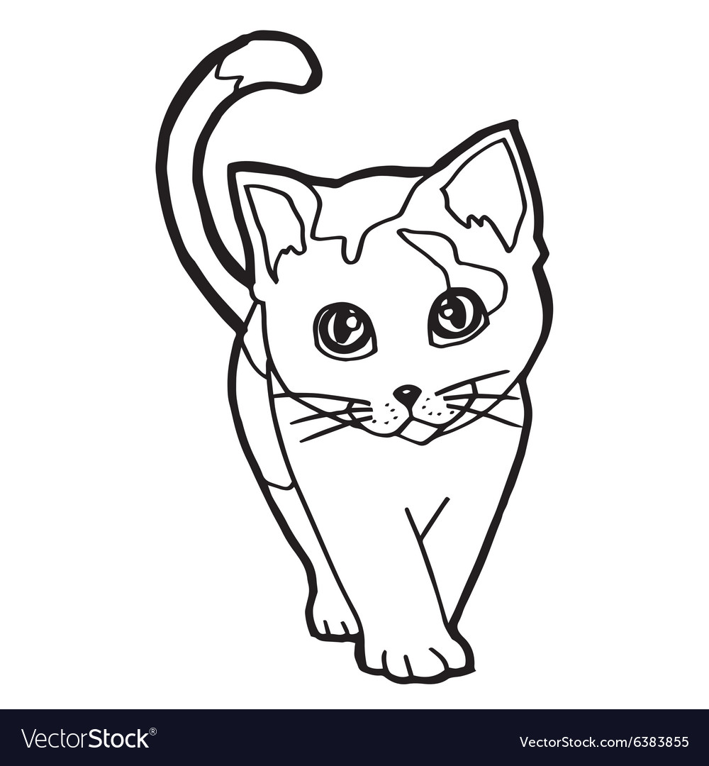Cartoon cat coloring page for kid royalty free vector image