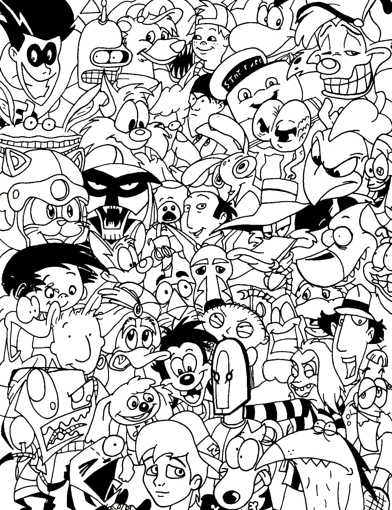 Download cartoon characters coloring pages