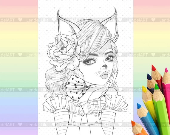 Coloring page girl portrait catwoman coloring page for