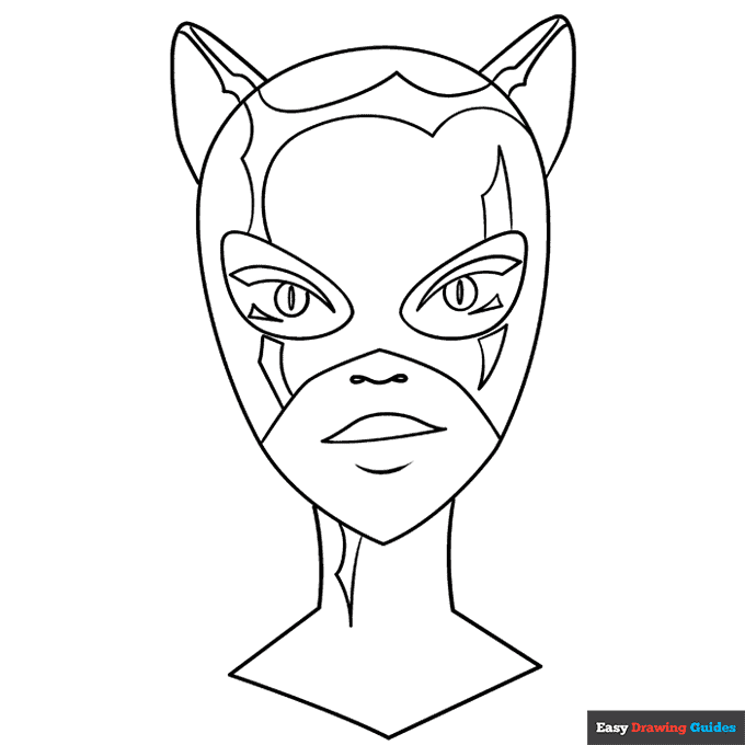 Catwoman coloring page easy drawing guides