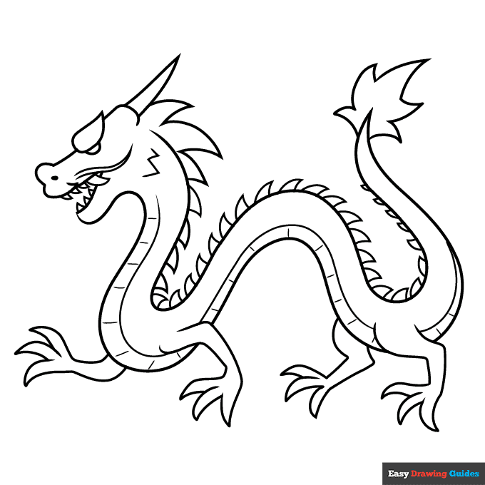 Easy chinese dragon coloring page easy drawing guides