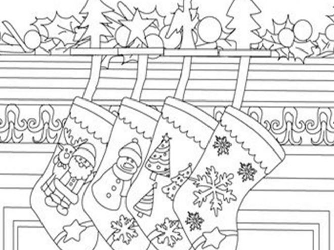 Christmas stocking coloring pages for kids