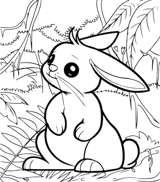 Premium vector cute rabbit coloring pages for kids