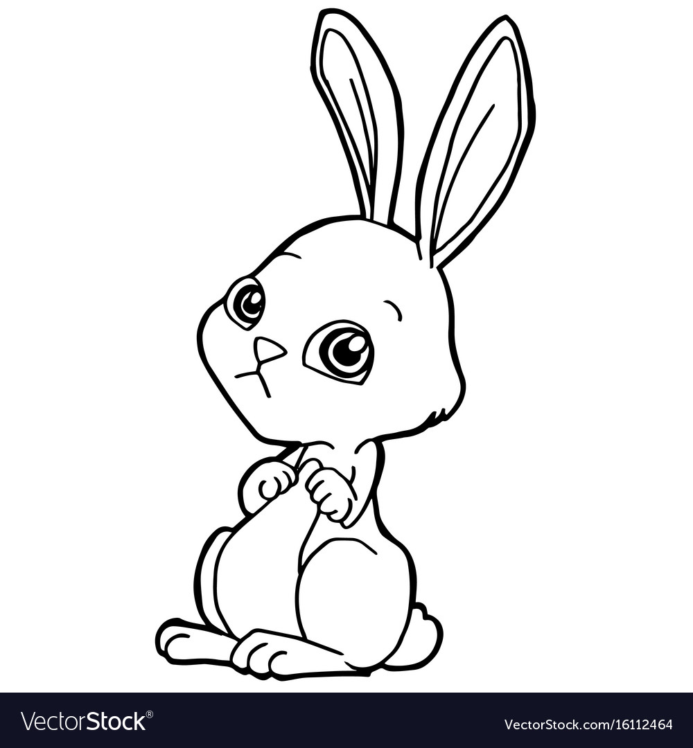 Cartoon cute rabbit coloring page royalty free vector image