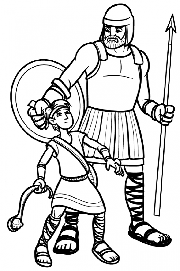 David and goliath coloring page educative printable david and goliath kids bible printables david vs goliath
