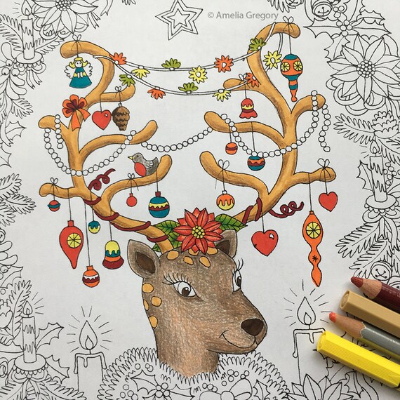 Christmas coloring pages christmas coloring christmas coloring cards christmas deer deer antlers deer print deer christmas card