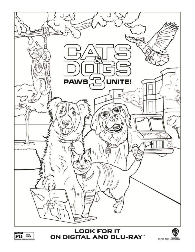Cats and dogs coloring page