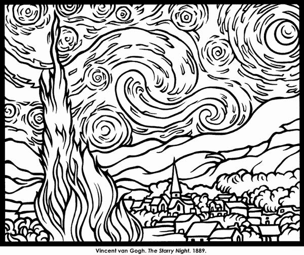 Scribbleprints art with kids coloring pages famous art coloring van gogh coloring famous art