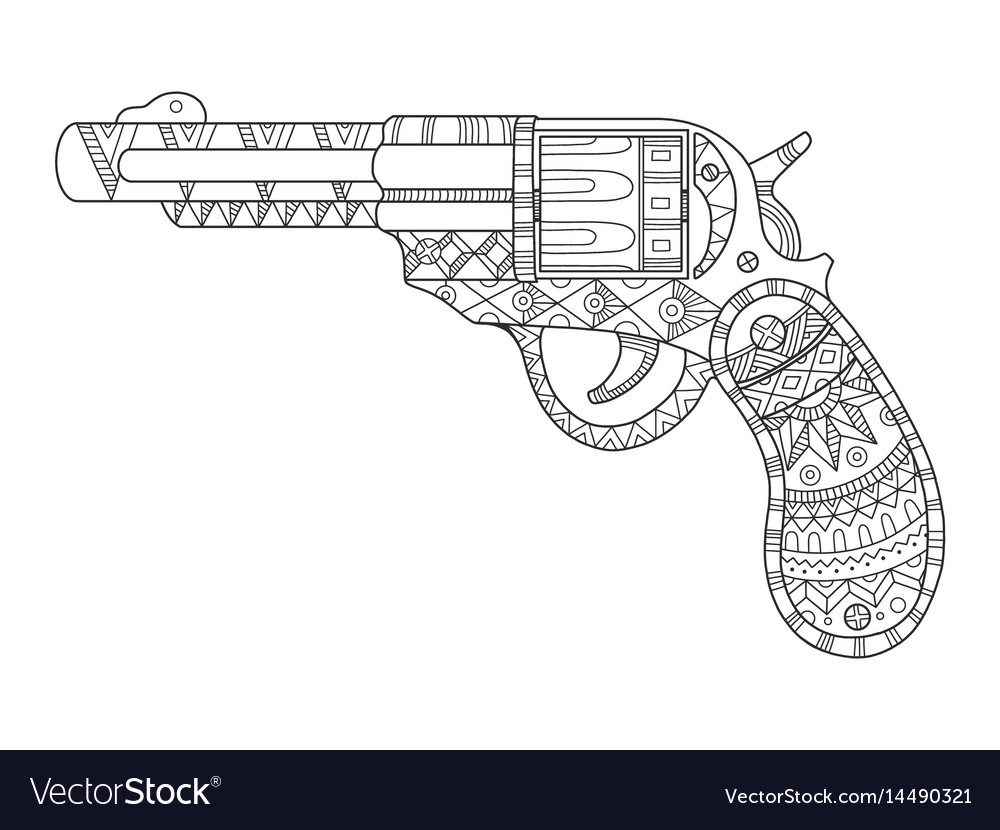 Revolver pistol coloring book royalty free vector image