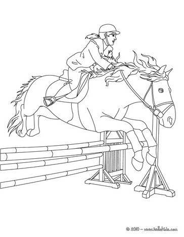 Woman on jumping horse coloring pages