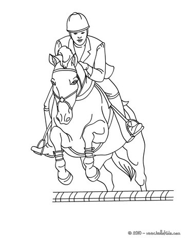 Woman on a jumping horse coloring pages