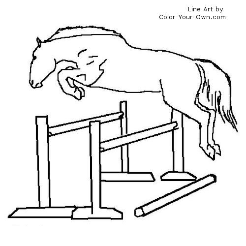 Warmblood jumping horse at liberty coloring page