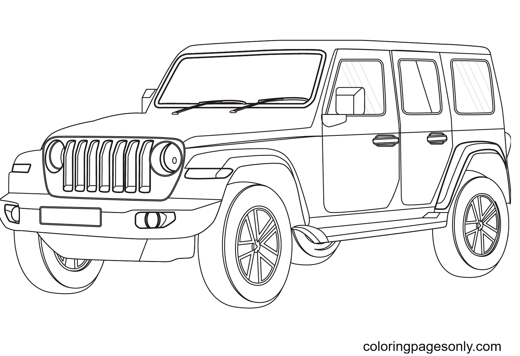 Free printable jeep coloring page