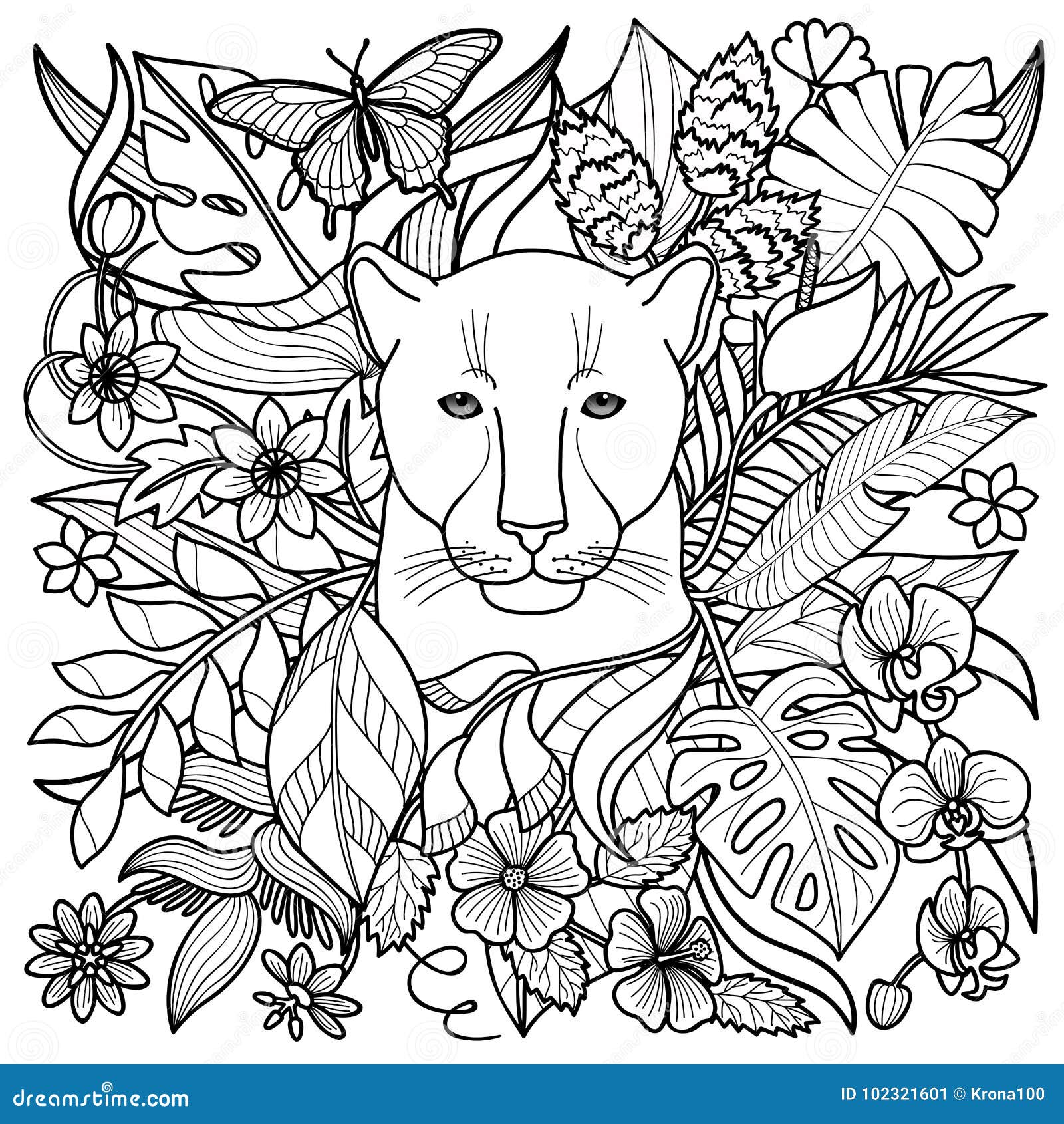 Coloring page jungle stock illustrations â coloring page jungle stock illustrations vectors clipart