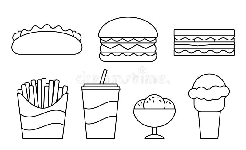 Fast food coloring page stock illustrations â fast food coloring page stock illustrations vectors clipart