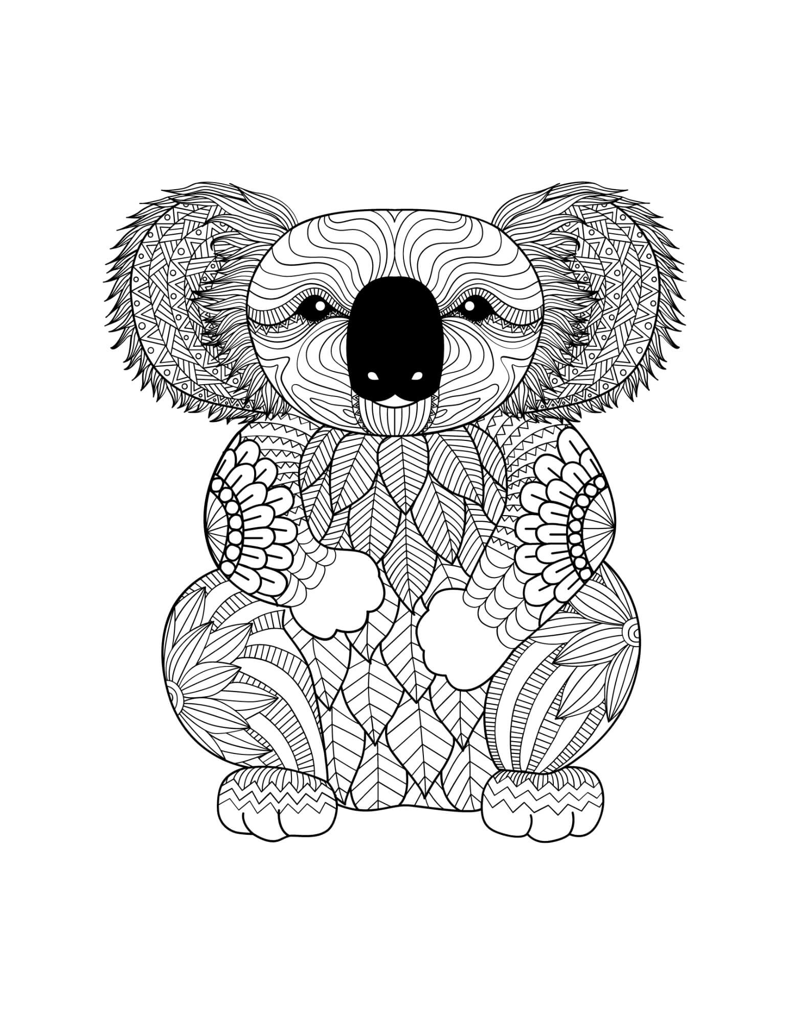 Bear koala mandala coloring page