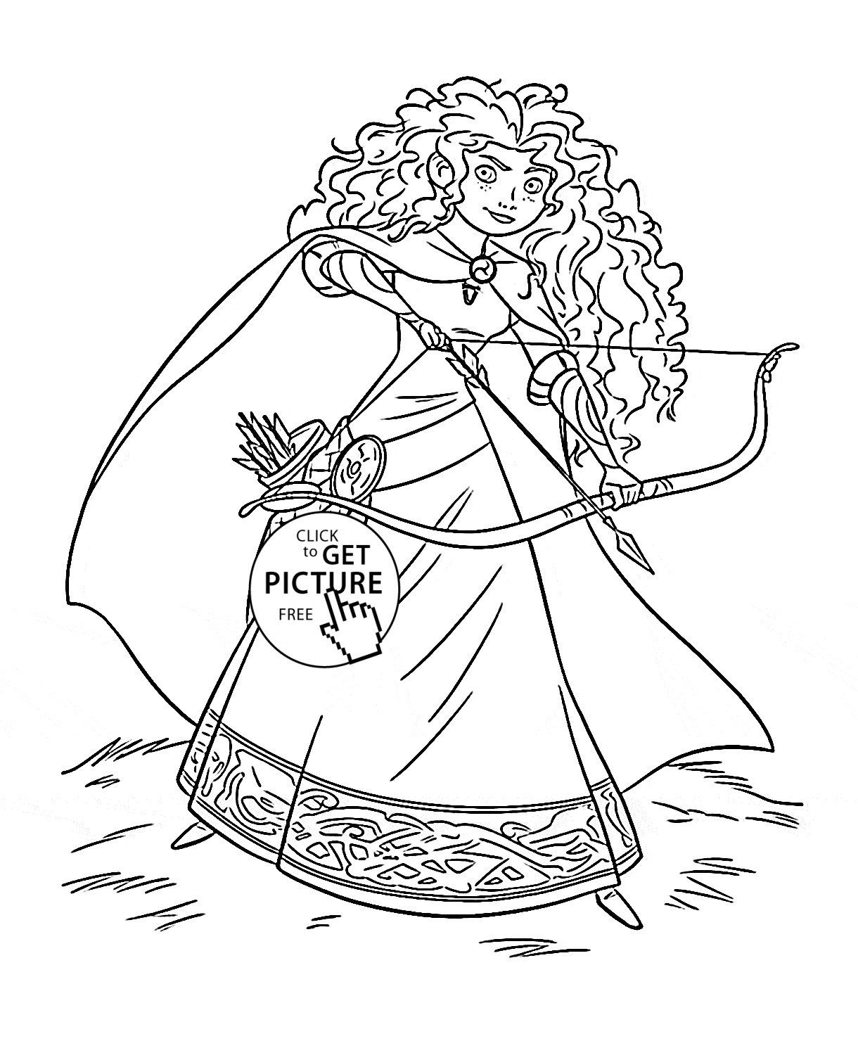 Disney princess coloring page brave princess merida coloring page for kids disney princess