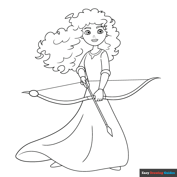Merida from brave coloring page easy drawing guides
