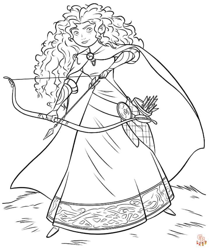 Merida archery coloring pages free printable fun
