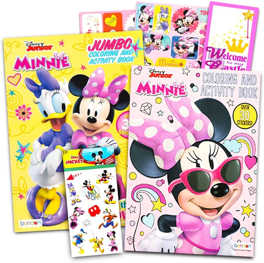 Minnie mouse colouring book set with stickers book set toys
