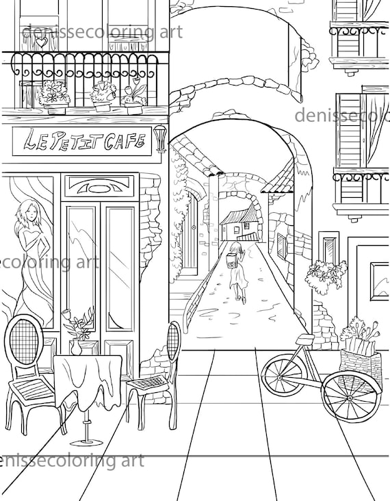 City coloring book printable paris adult coloring book pdf letter size