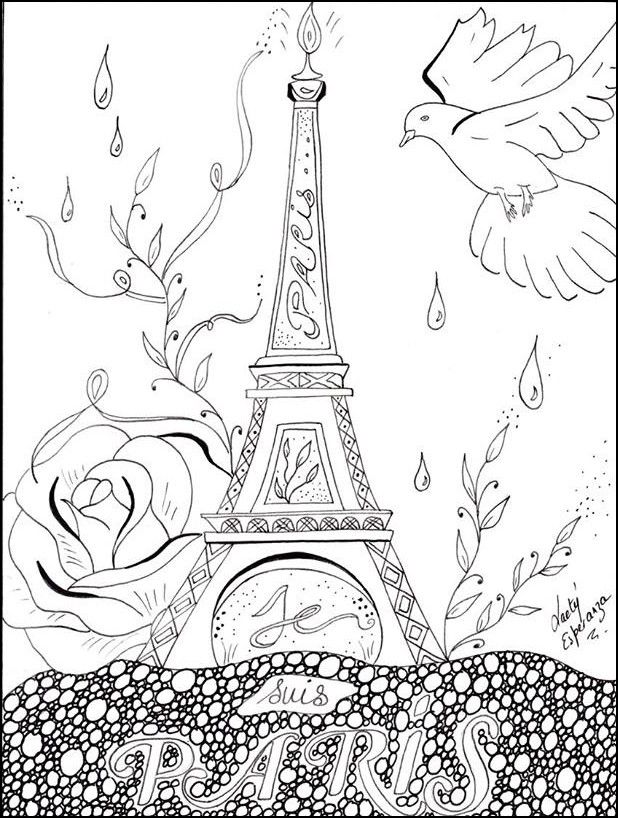 Adult coloring page peace for paris coloring pages adult coloring pages mermaid coloring book