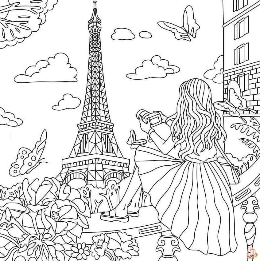 Printtable paris coloring pages free for kids and adults
