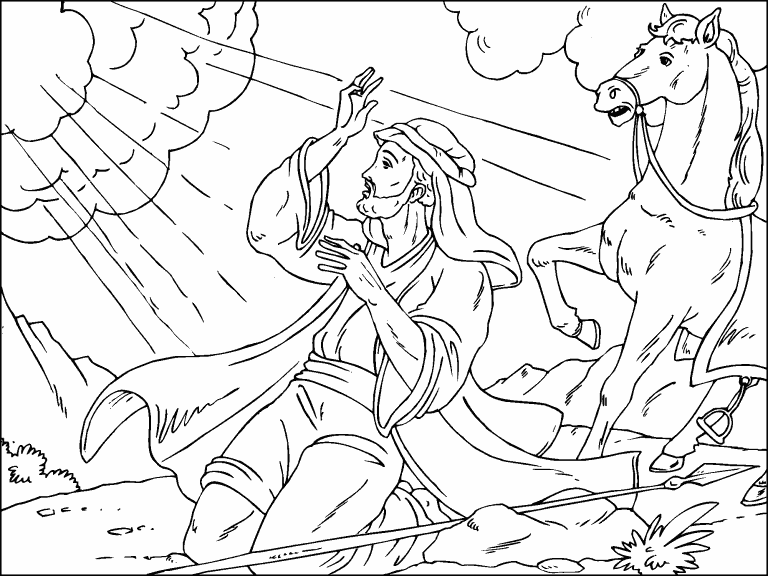 Free coloring page apr paul on road to damascus