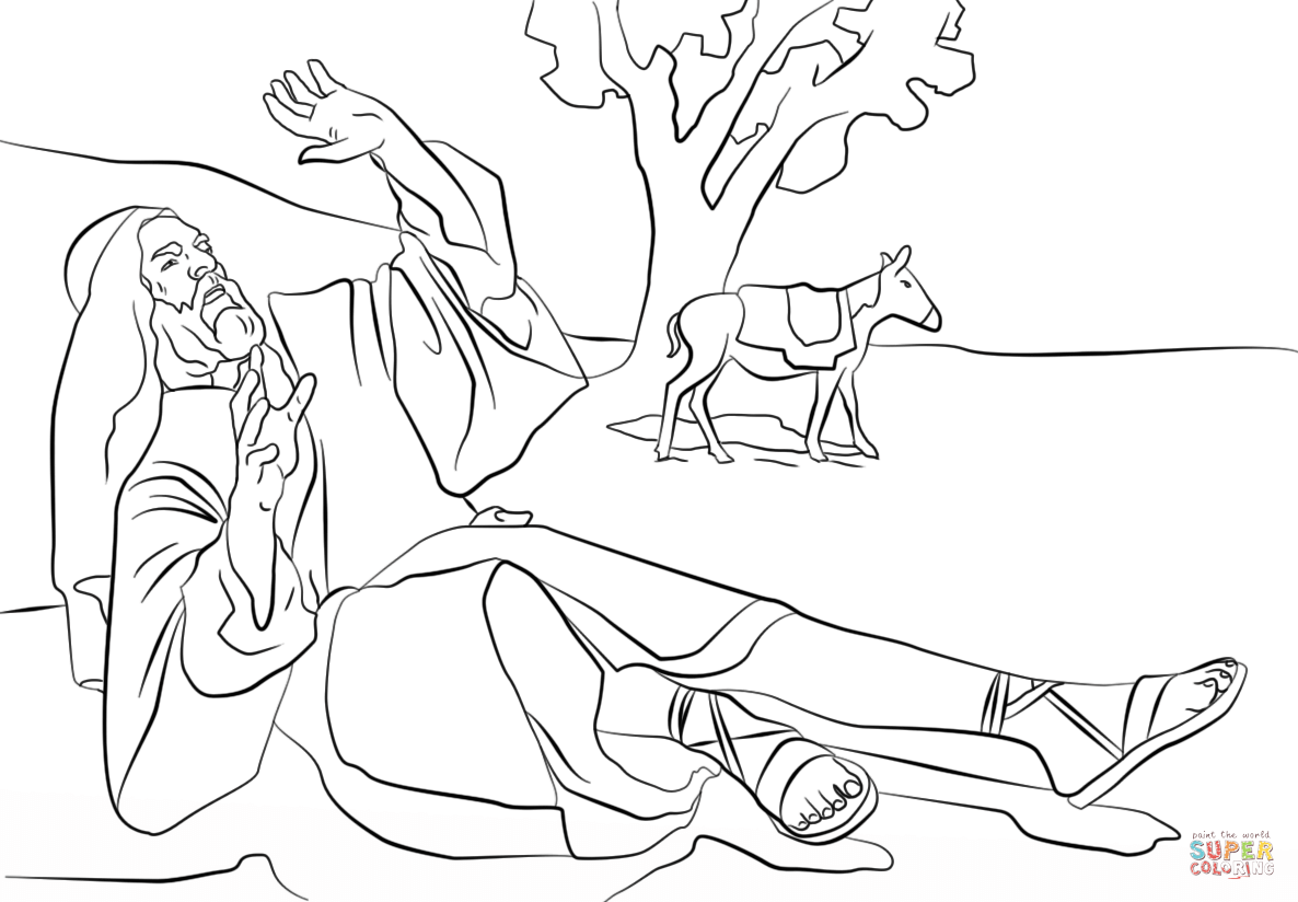 Paul blinded on the road to damascus coloring page free printable coloring pages