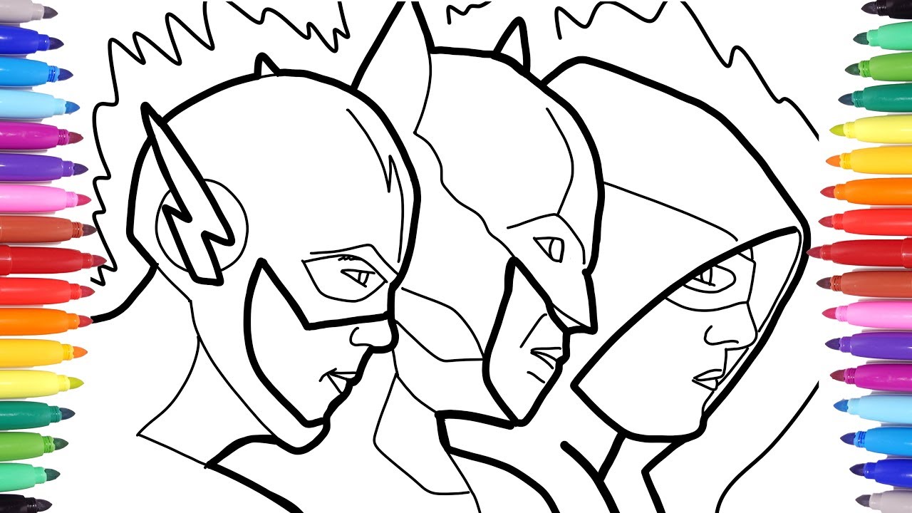 Arrow flash batan coloring pages superheroes coloring pages for kids how to draw