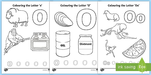 Letter o louring pages teacher made