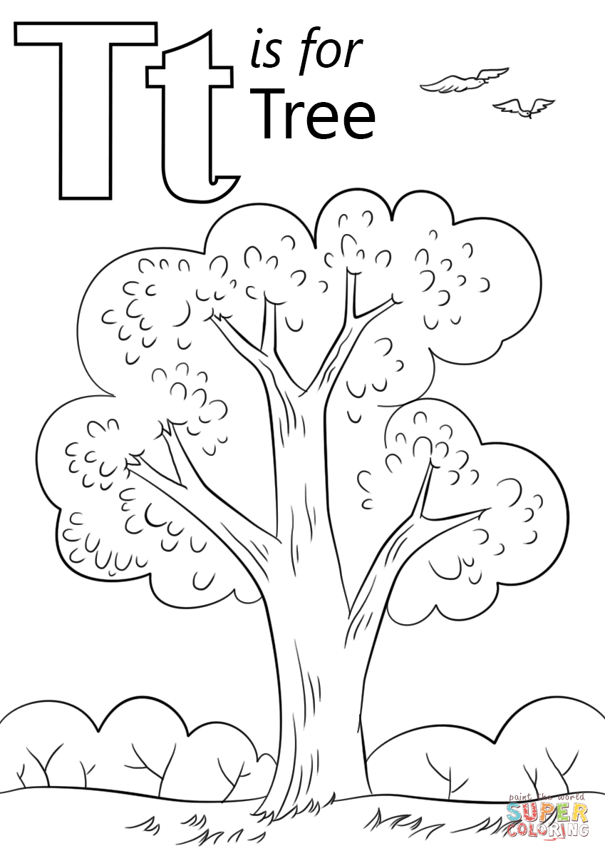 Letter t is for tree coloring page free printable coloring pages