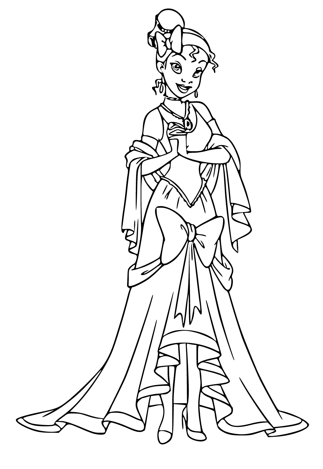 Free printable tiana princess coloring page for adults and kids