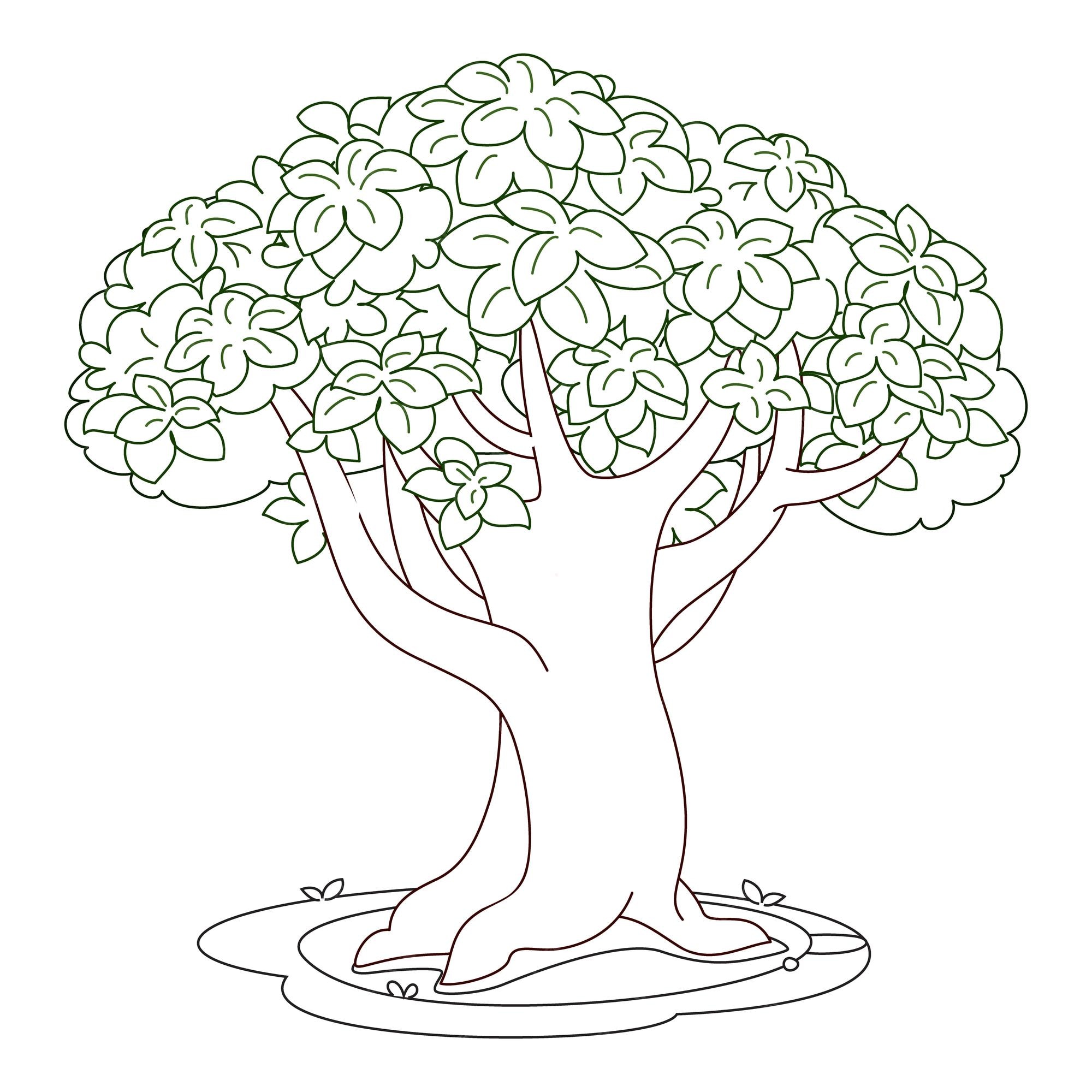 Premium vector hand drawn trees coloring pages for kids tree outline vector art