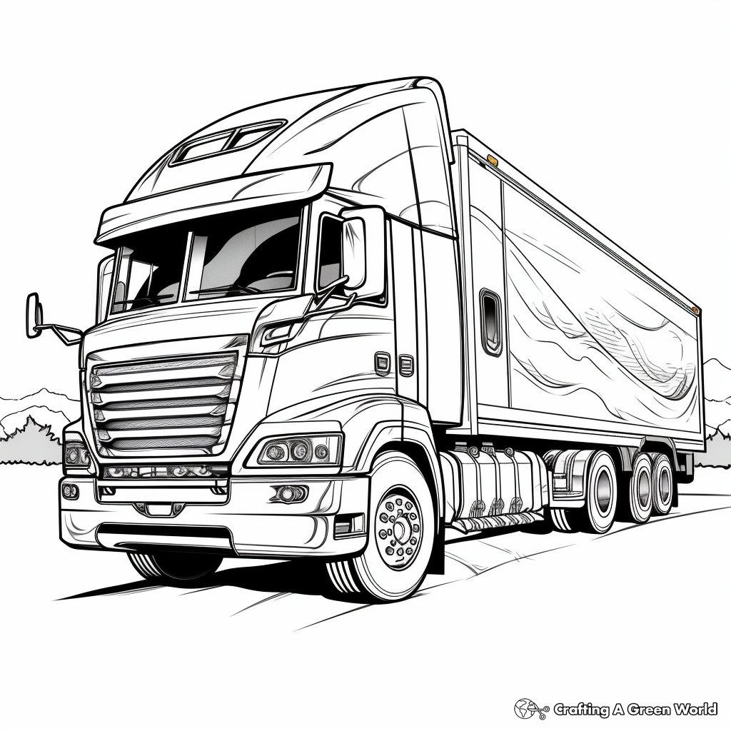 Semi truck trailer coloring pages