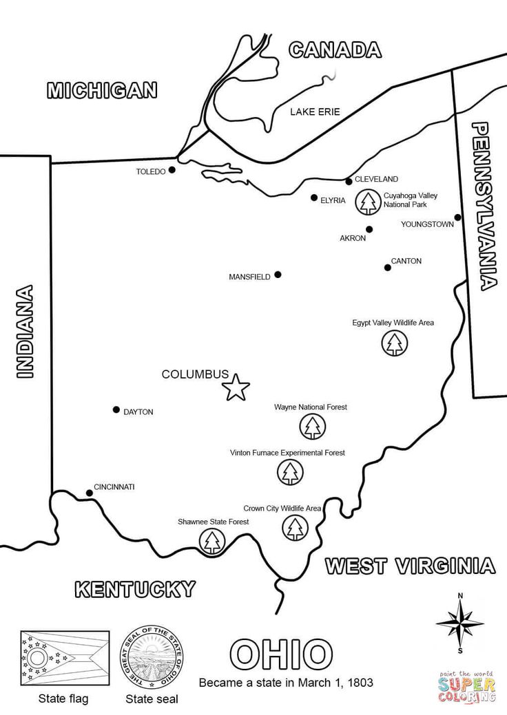 Ohio map coloring page free printable coloring pages ohio map flag coloring pages ohio history