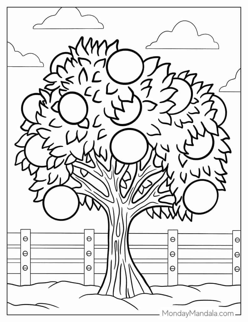 Tree coloring pages free pdf printables