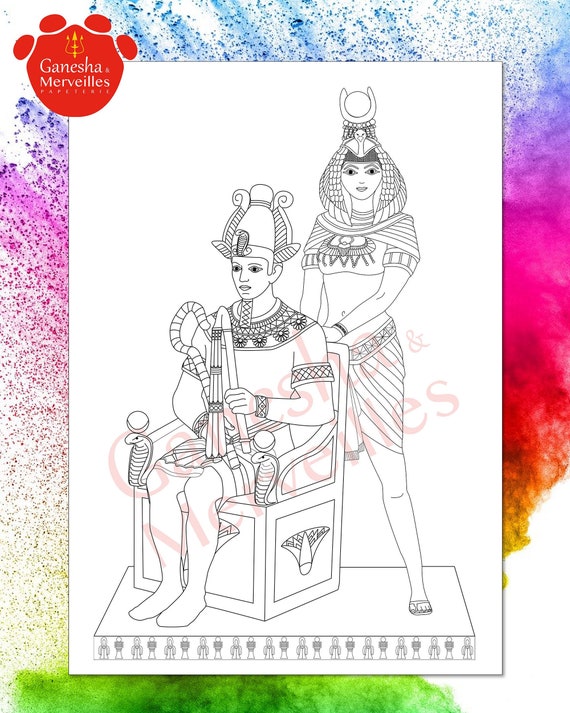 Coloring page to download goddess isis god osiris ancient egypt for adults and children from years old