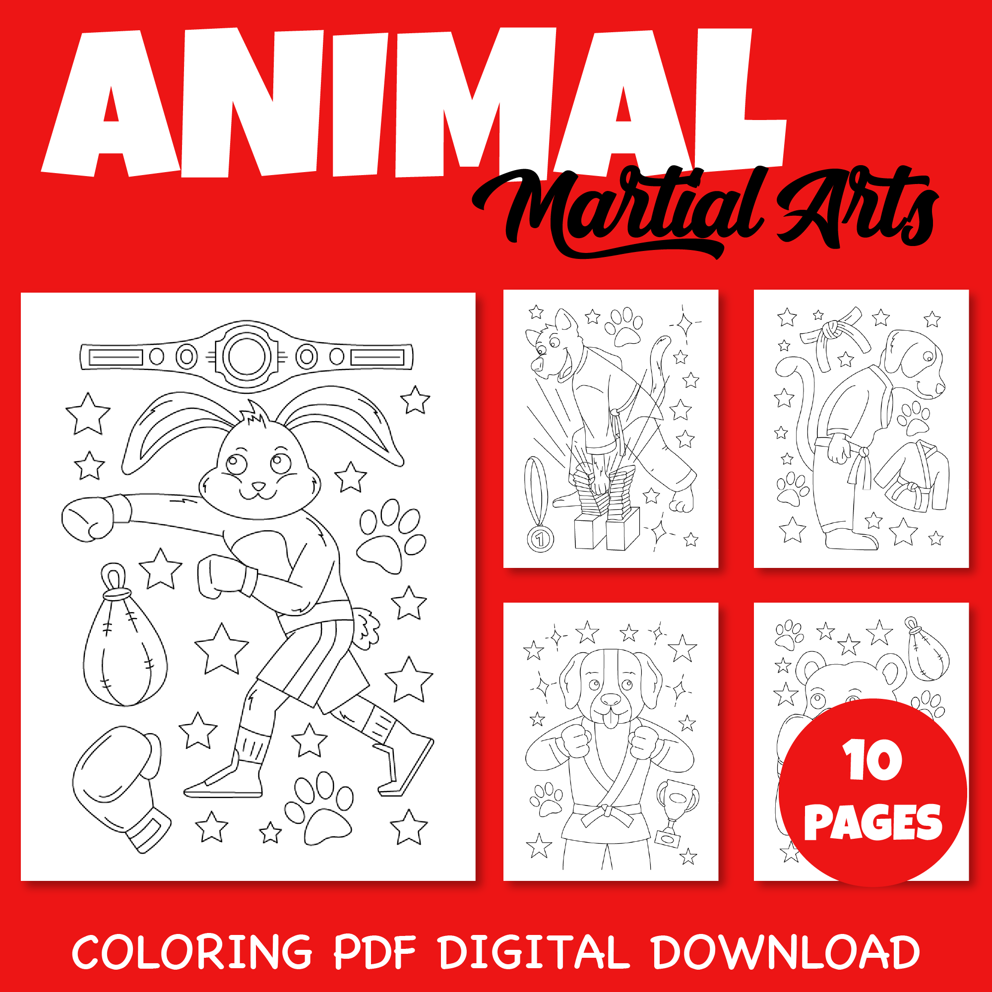 Animal martial arts printable sheet pdf back to school