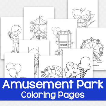Amusement park coloring pages by messy little monster tpt