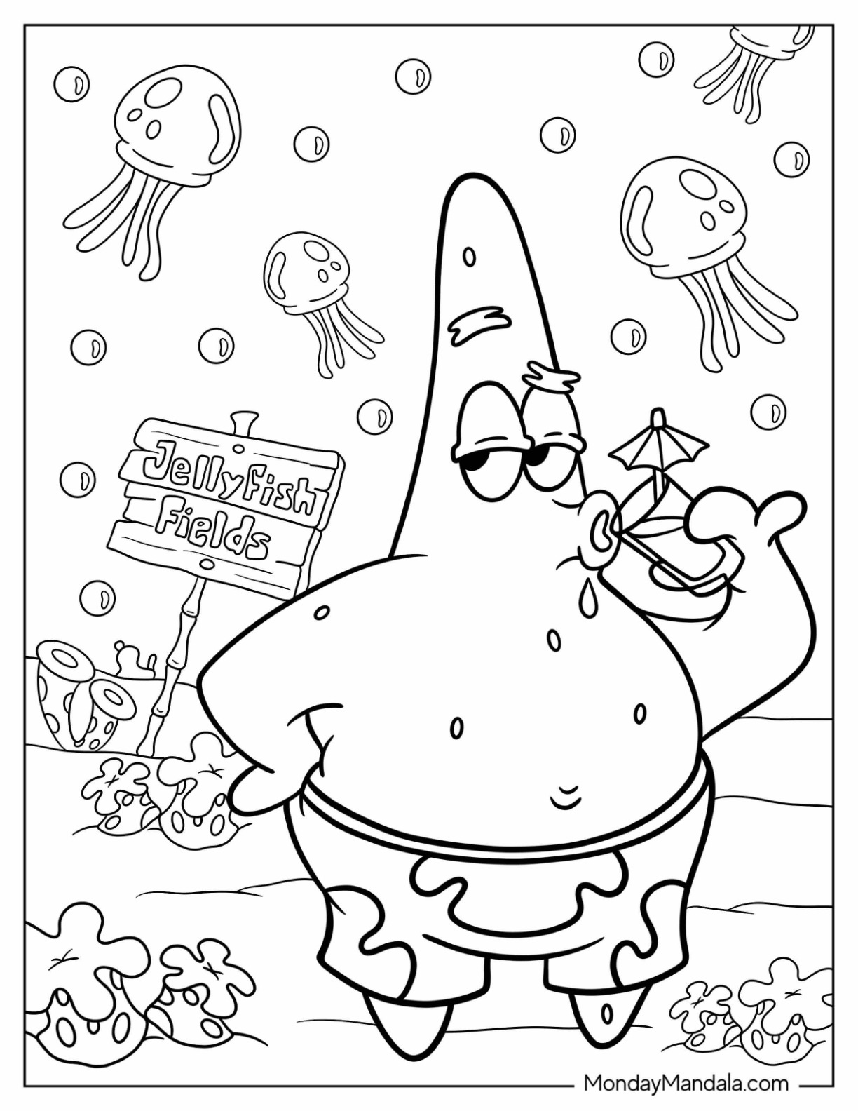 Patrick star coloring pages free pdf printables