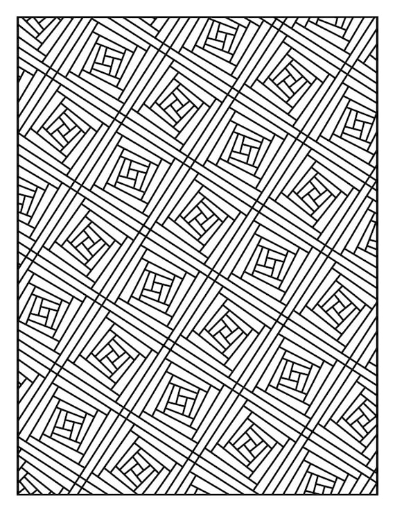 Coloring page geometric repeating pattern printable instant download