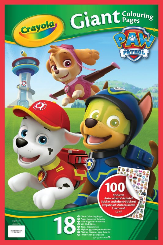 Colouring book crayola paw patrol adventure pups giant â